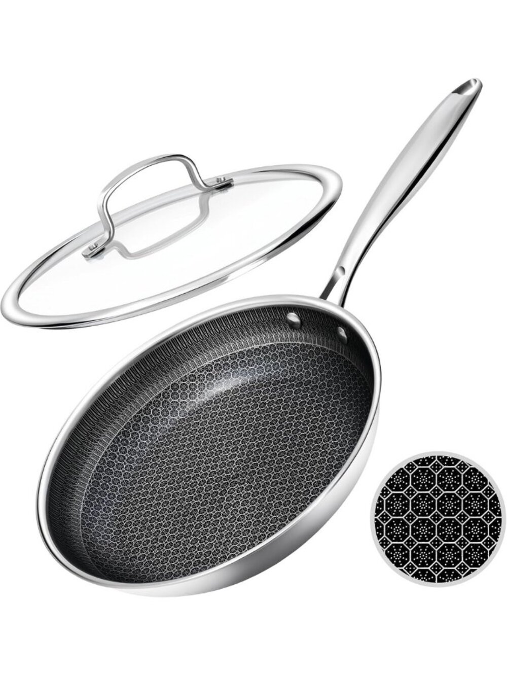 10-Inch Non-Stick Frying Pan with Glass Lid | Hybrid Cookware Essential